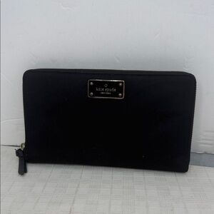 Kate Spade Black Large Zip Around Wallet Kaden Wilson Road Nylon